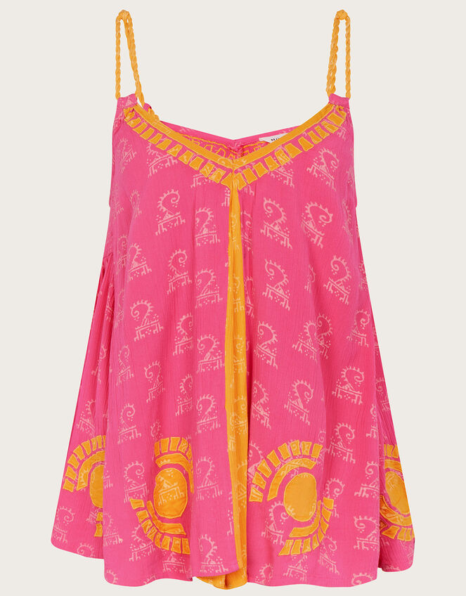 Print Woven Strap Cami Top in LENZING™ ECOVERO™, Pink (PINK), large