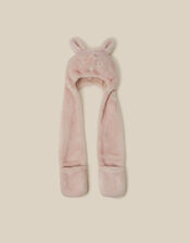 3-In-1 Fluffy Bunny Hat Scarf, Pink (PINK), large