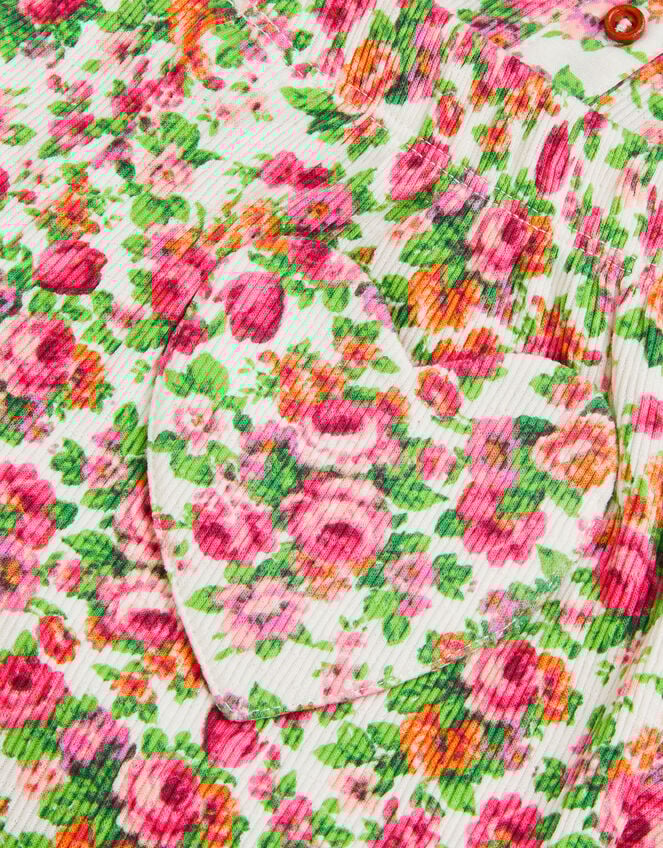 Floral Print Ribbed Short Pyjama Set, Cream (CREAM), large