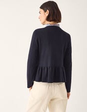 Prune Peplum Cardigan, Blue (NAVY), large