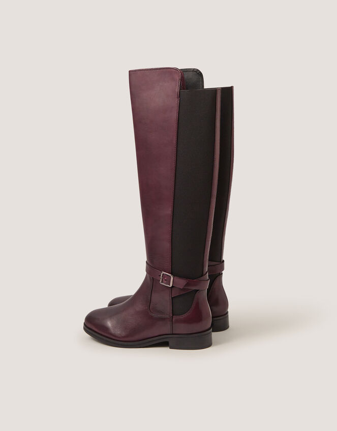 Milly Leather Knee High Boots , Red (BURGUNDY), large