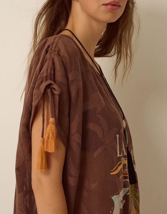 La Palma Jacquard Midi Kaftan, Brown (BROWN), large