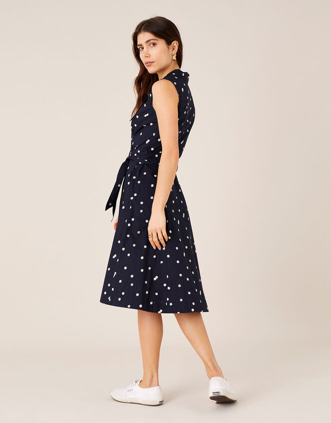 Marley Spot Print Poplin Dress , Blue (NAVY), large