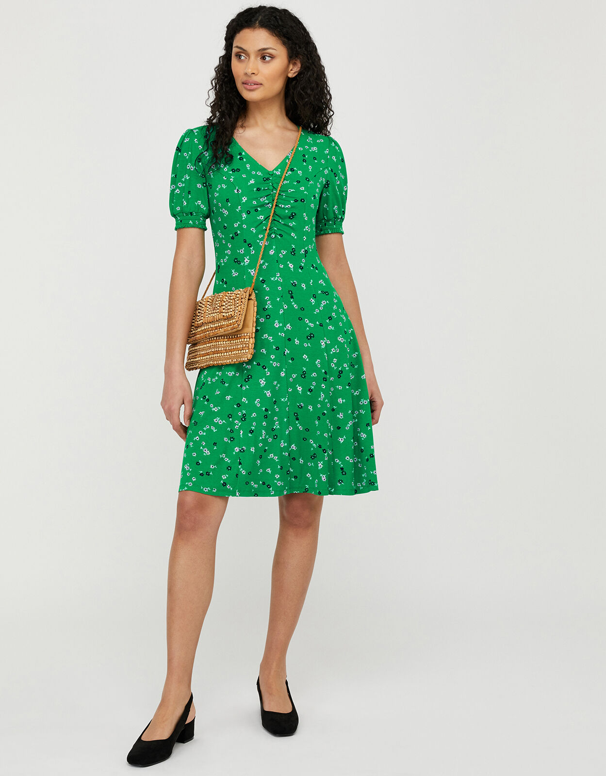 Monsoon green floral dress clearance