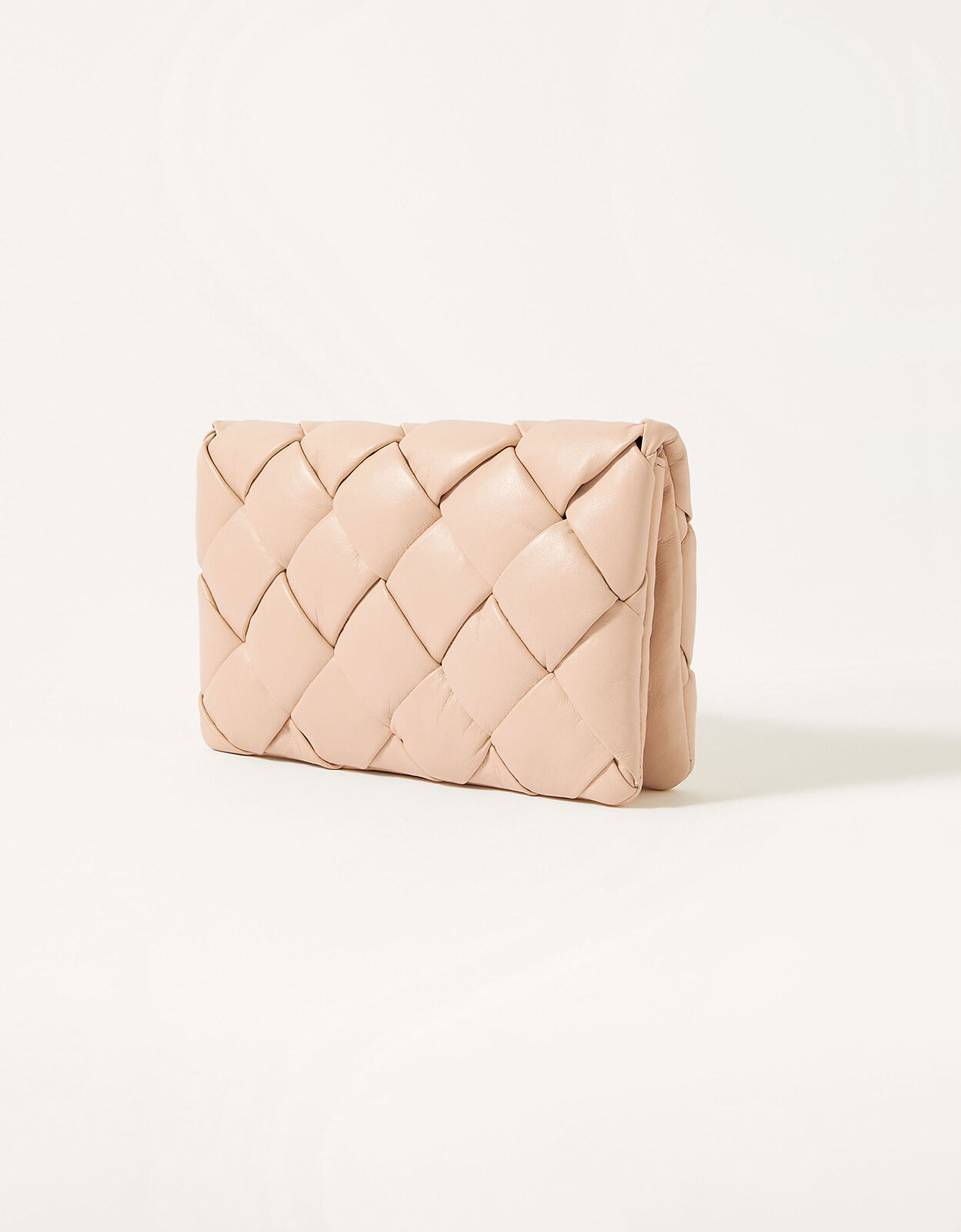 Quilted Occasion Leather Clutch Bag Nude