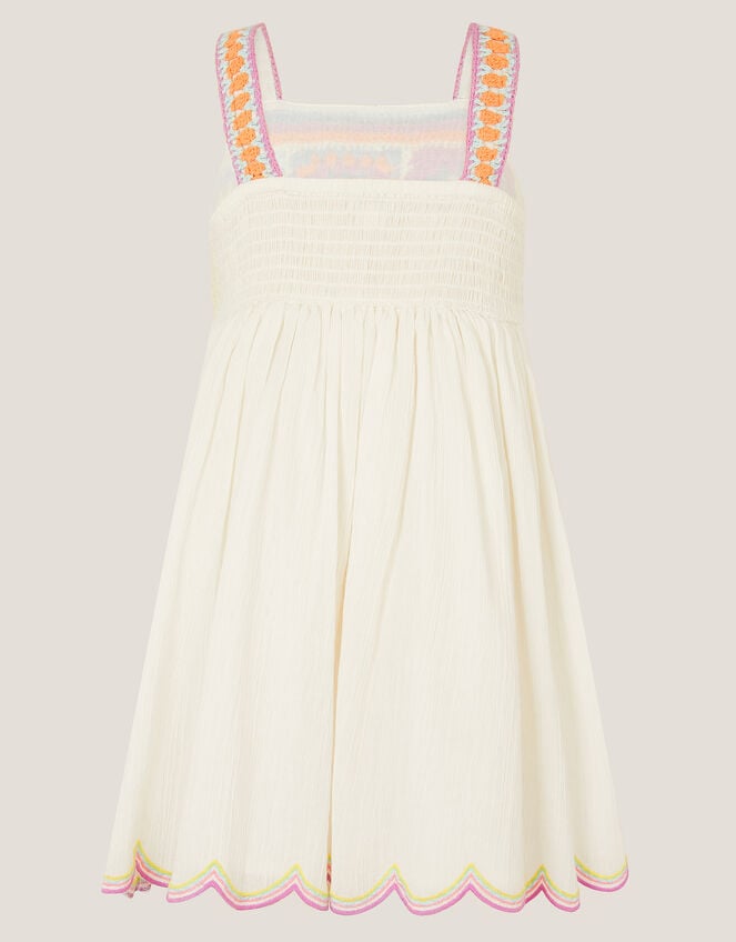 Crochet Sleeveless Dress, White (WHITE), large