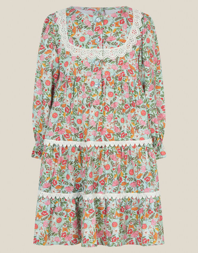 Solstice Print Tiered Dress, Green (GREEN), large