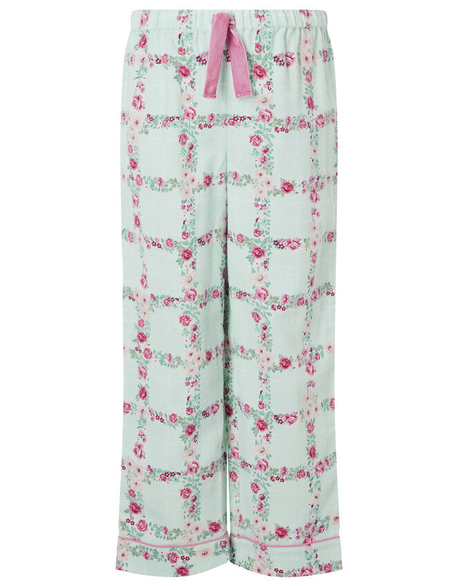 Owl Jersey and Woven Pyjama Set in Organic Cotton, Blue (AQUA), large