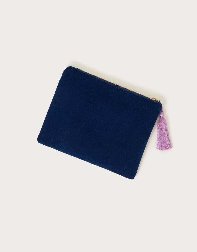 Embroidered Zip Top Pouch, , large