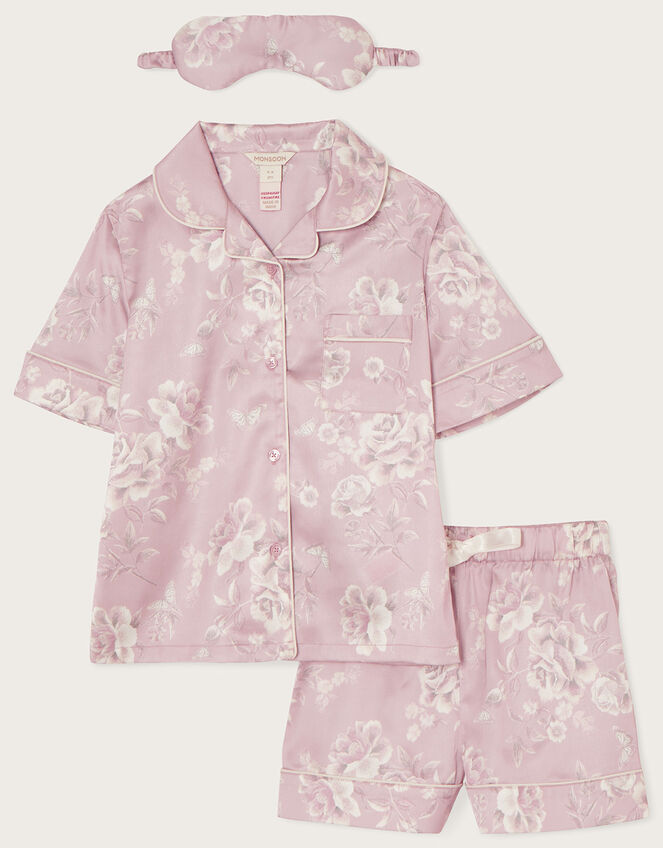 Satin Shirt and Shorts Pjs and Mask Set, Pink (PINK), large