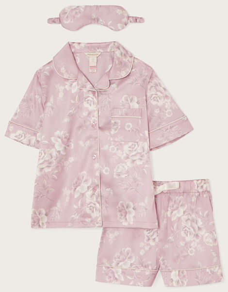 Satin Shirt and Shorts Pjs and Mask Set, Pink (PINK), large