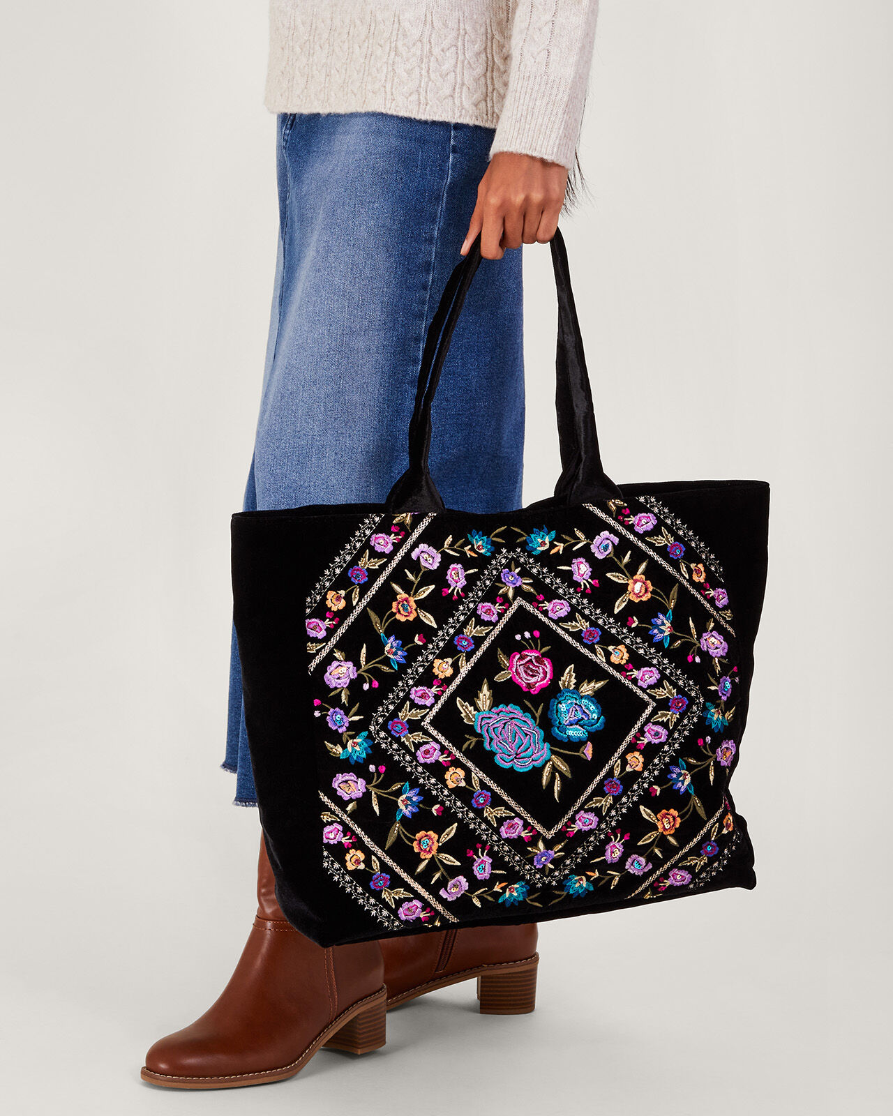 Folk Embroidered Tote Bag