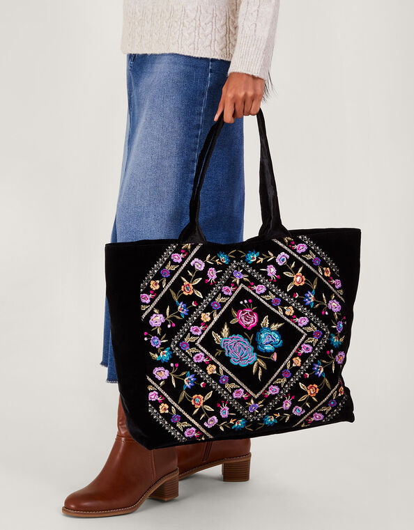 Folk Embroidered Tote Bag, , large