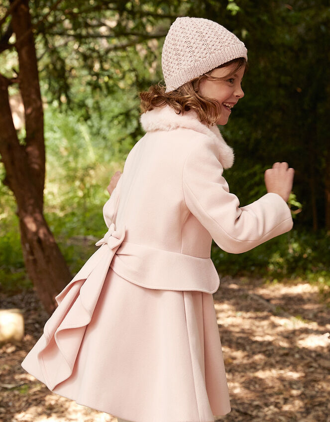 Frill Bow Back Coat, Pink (PALE PINK), large