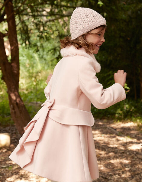Frill Bow Back Coat, Pink (PALE PINK), large