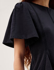 Tate Lace Peplum T-Shirt, Blue (NAVY), large