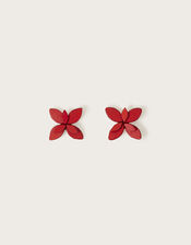 Leather Flower Petal Earrings, , large