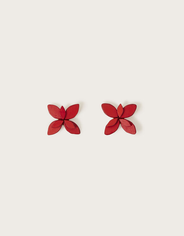 Leather Flower Petal Earrings, , large