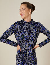 Aliyah Animal Print Shift Dress, Grey (GREY), large