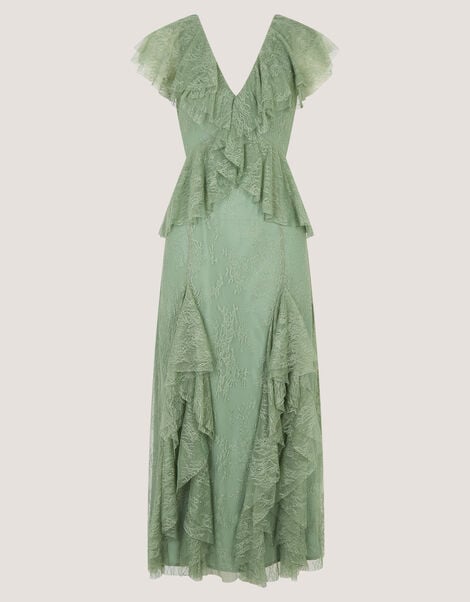 Alda Ruffle Lace Midi Dress, Green (SAGE), large