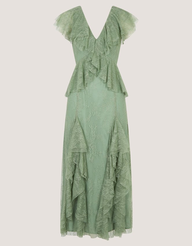 Alda Ruffle Lace Midi Dress, Green (SAGE), large