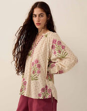 East Roza Woodblock Cotton Top, Multi (MULTI), large
