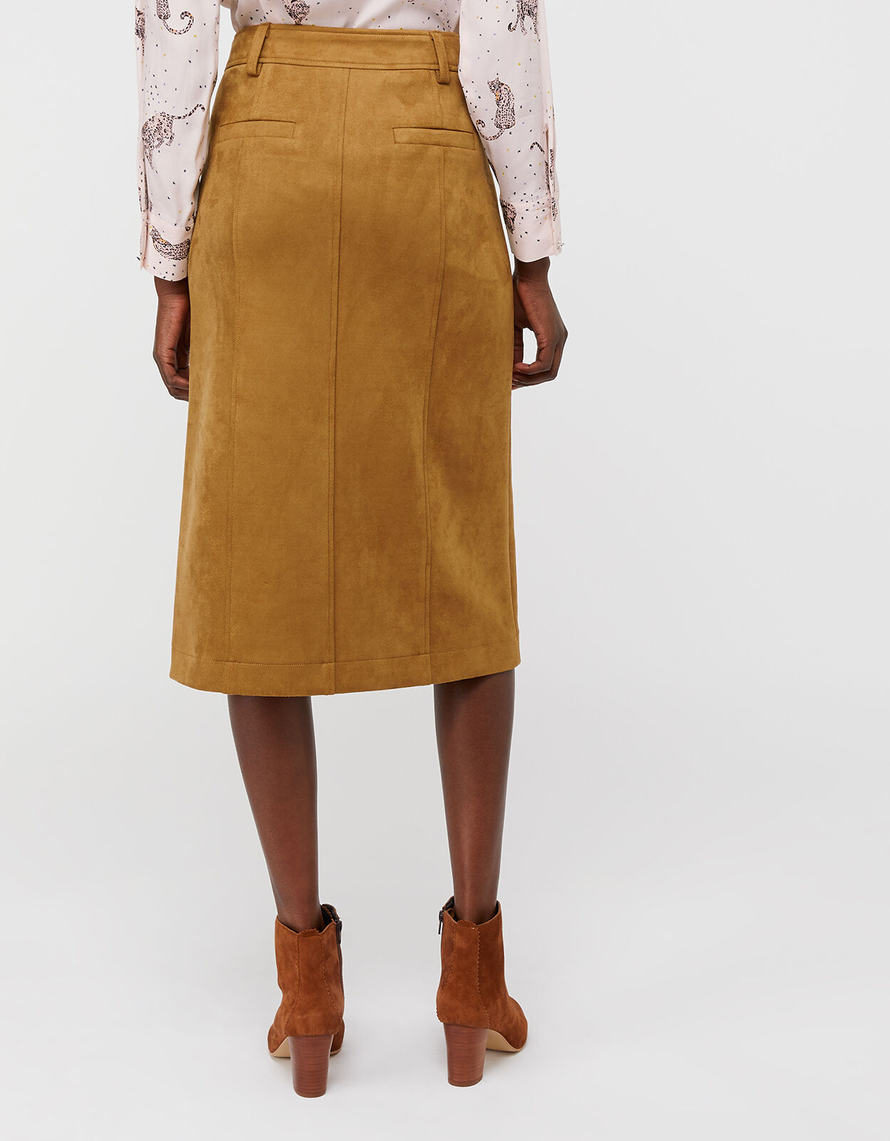 Suedette midi skirt