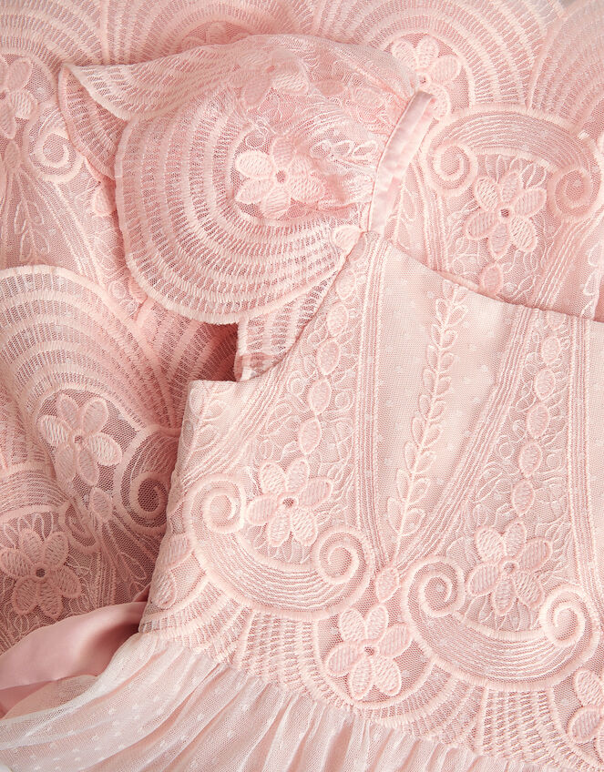 Isabel Lace Scallop Tiered Party Dress, Pink (DUSKY PINK), large