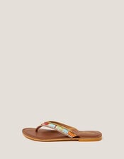 Demi Beaded Leather Flip Flop Sandals, Multi (MULTI), large