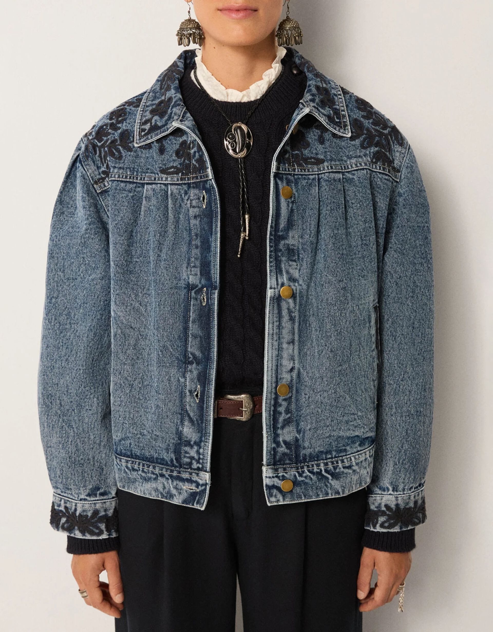 Maison Hotel Wesley Embroidered Denim Jacket Blue