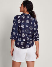 Loretta Batik Print Shirt, Blue (NAVY), large