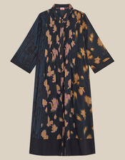 East Hannah Blurred Floral Midi Shirt Dress, Teal (TEAL), large