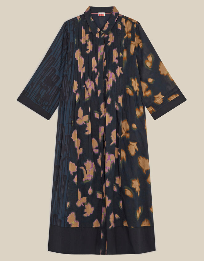 East Hannah Blurred Floral Midi Shirt Dress, Teal (TEAL), large
