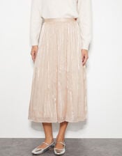 Sia Metallic Shimmer Midi Skirt, Gold (GOLD), large