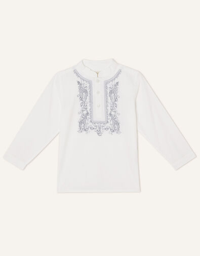 Kurta Embroidered Longline Shirt Ivory, Ivory (IVORY), large