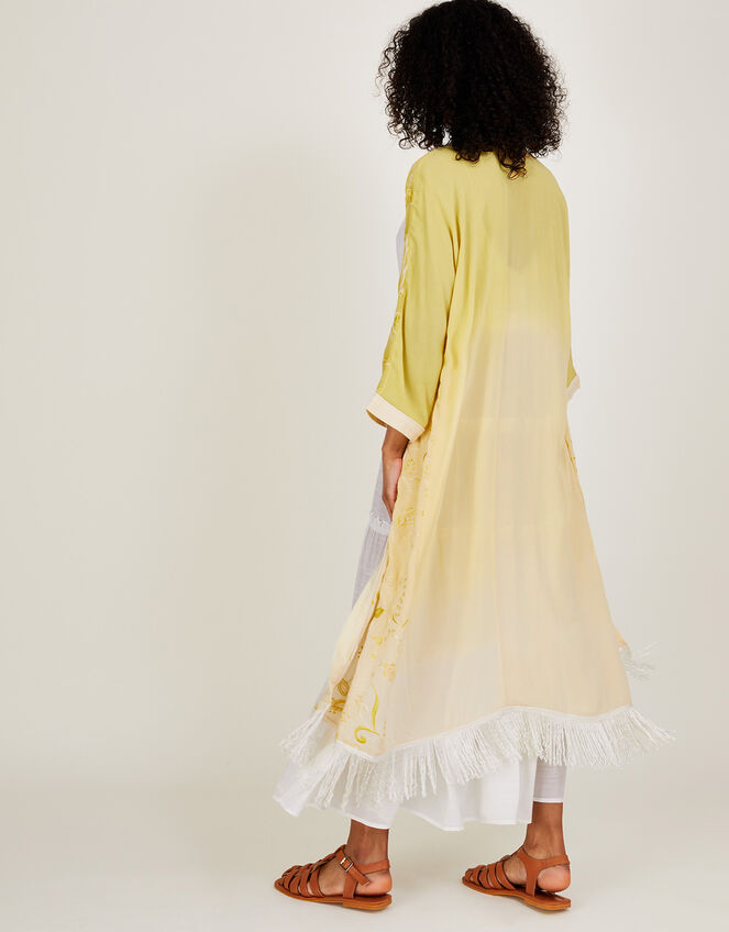 Frankie Fringe Embroidered Kimono, Yellow (YELLOW), large