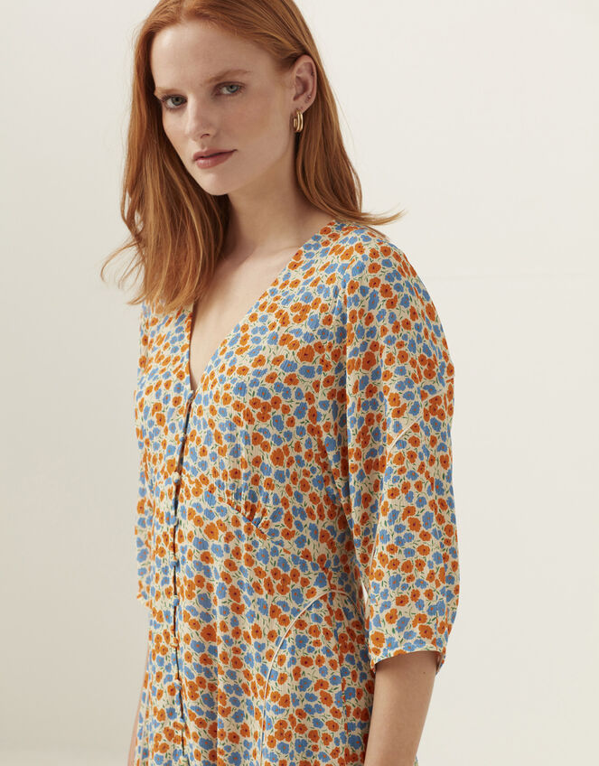 Mirla Beane Mini Bloom Floral Short Dress, Orange (ORANGE), large