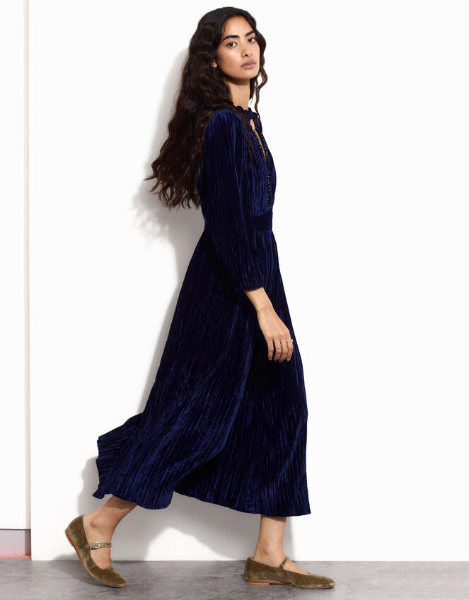 East Velvet Maxi Dress, Blue (NAVY), large