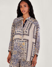 One Hundred Stars Mehndi Print Shirt, Blue (BLUE), large