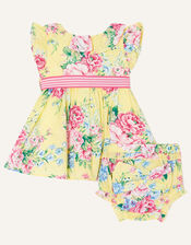 Newborn Floral Dress Set, Yellow (YELLOW), large