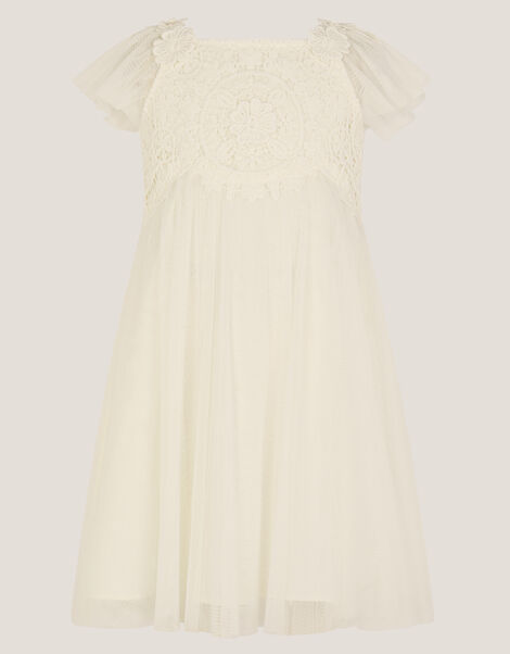 Baby Starla Lace Tulle Dress, Ivory (IVORY), large