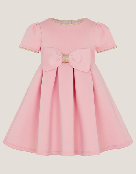 Baby Short Sleeve Bow Dress, Pink (PINK), large