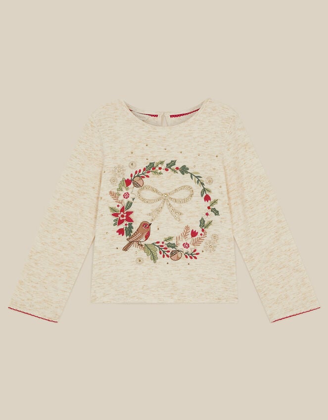 Christmas Wreath Top, Ivory (IVORY), large