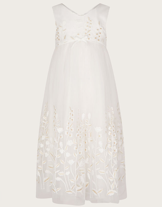 Lilly Embroidered Meadow Maxi Dress, Ivory (IVORY), large