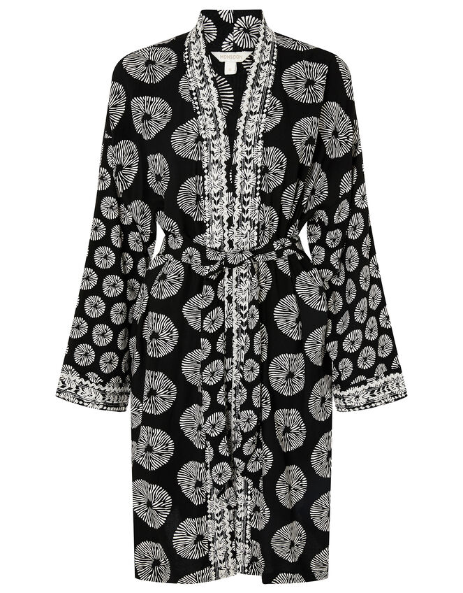 ARTISAN STUDIO Circle Print Kimono, Black (BLACK), large