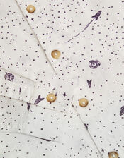 Space Print Long Sleeve Slub Shirt, Ivory (IVORY), large