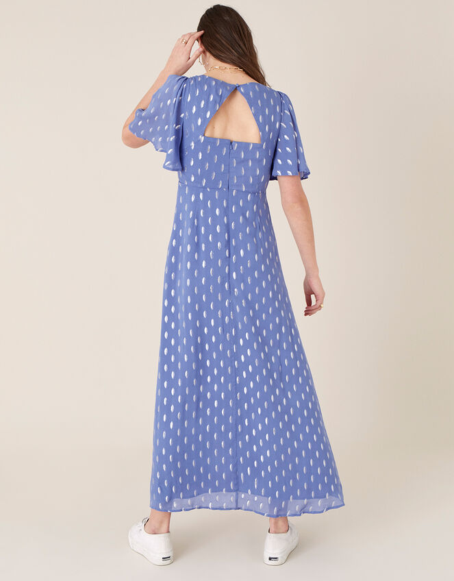 Ann Metallic Spot Maxi Dress, Blue (BLUE), large