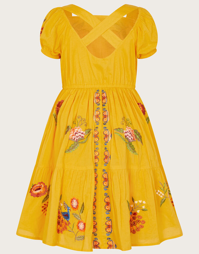 MINI ME Boutique Carrie Embroidered Dress, Yellow (YELLOW), large