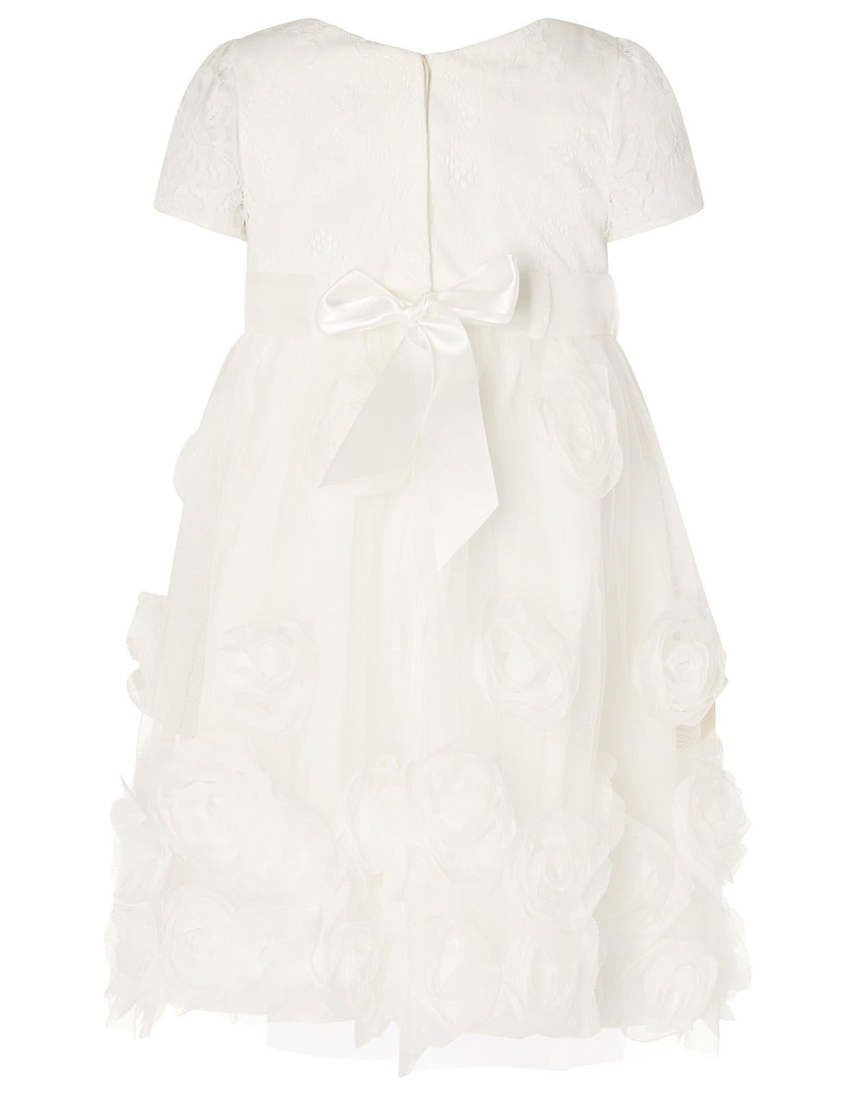 Baby Lace and 3D Rose Christening Dress White Baby Girl Dresses Monsoon ROI