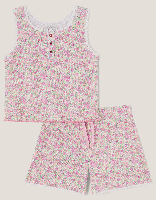 Floral Jersey Short Pyjamas Set, Cream (CREAM), large